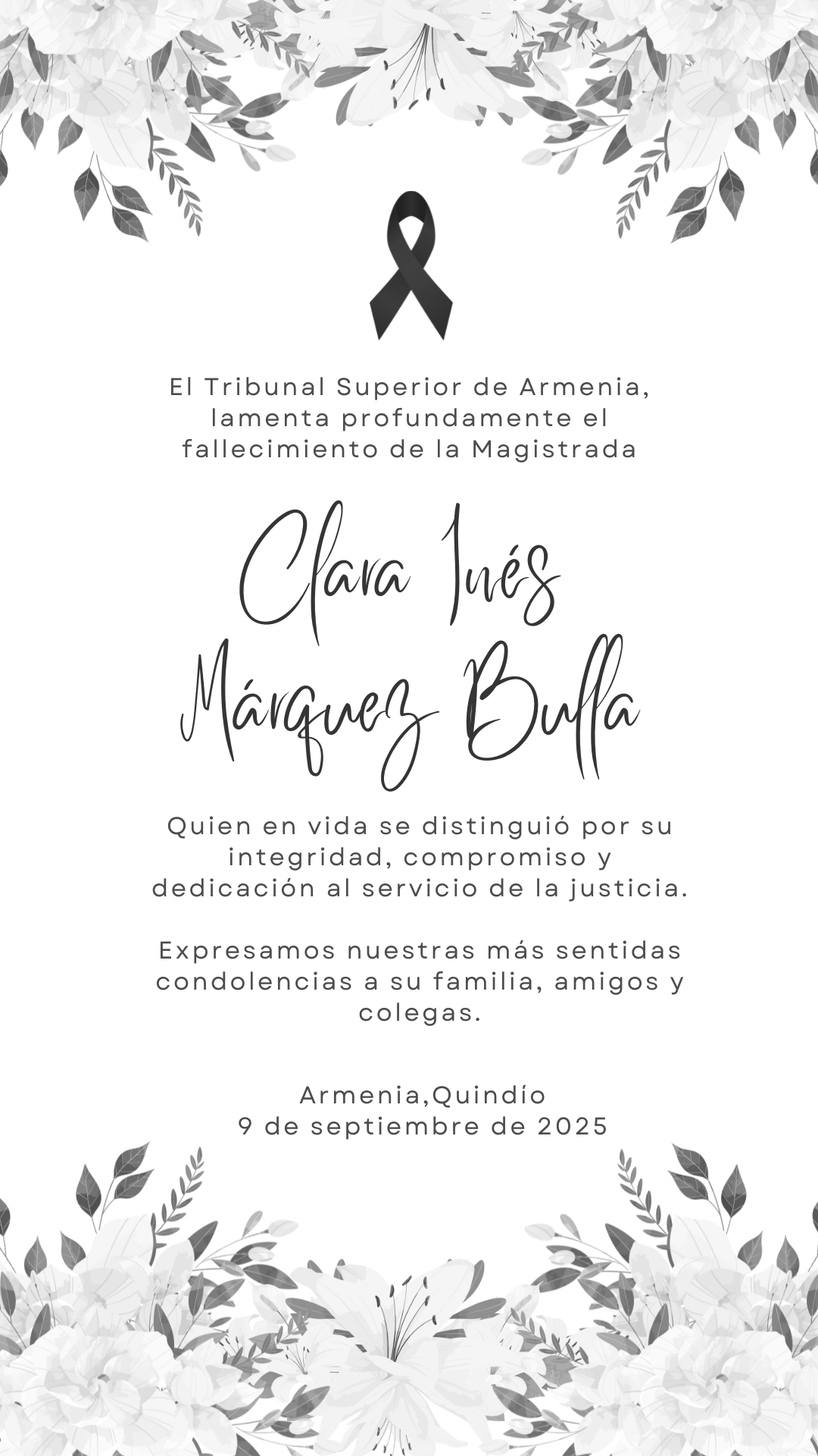 Mensaje Condolencias