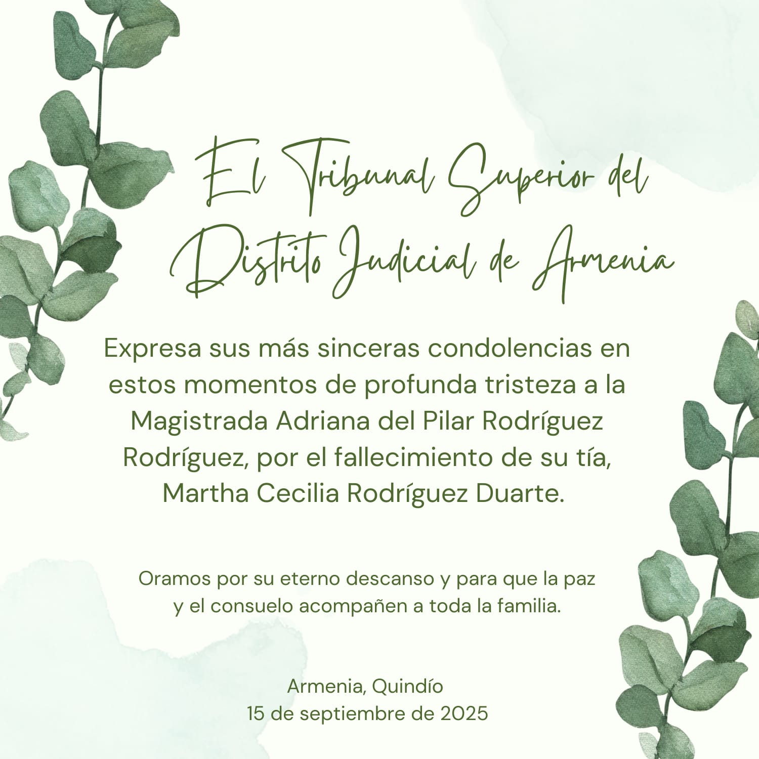 Mensaje Condolencias