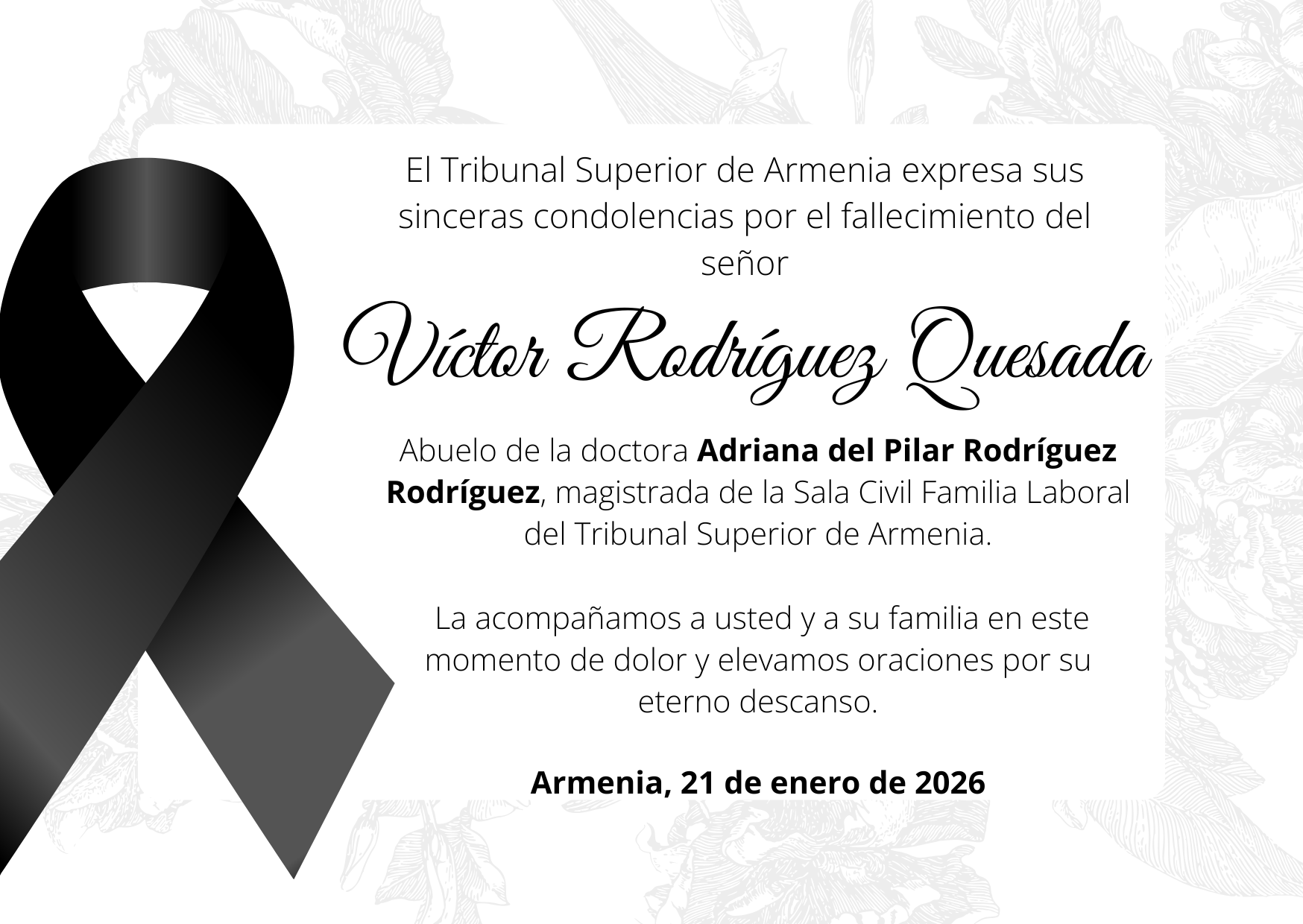 Mensaje Condolencias