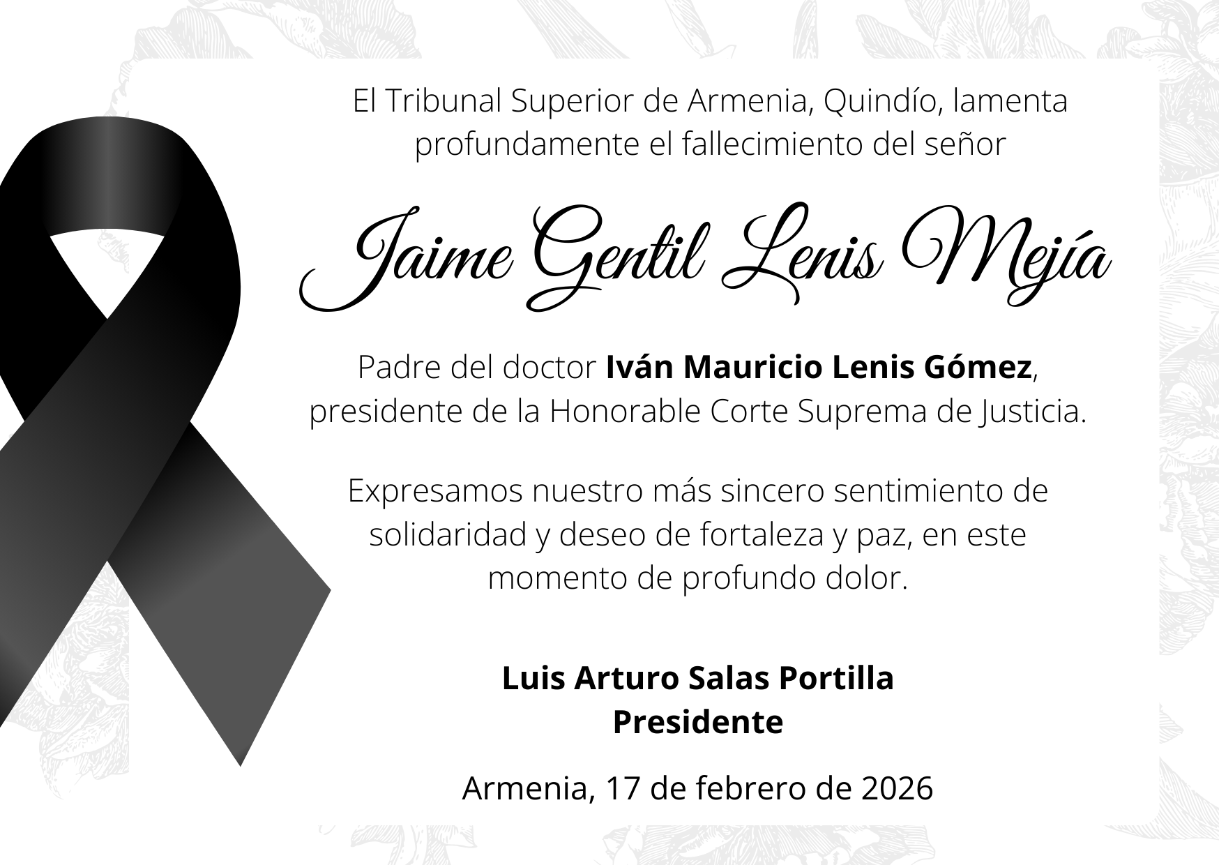 Mensaje Condolencias